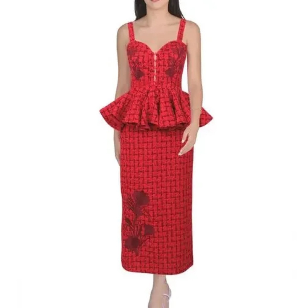 Fanm Mon Scarlet Peplum Skirt Set